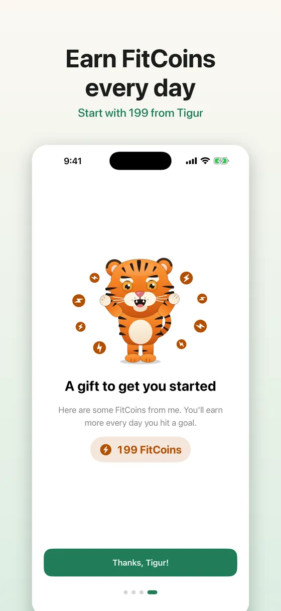 Tigur's gift of FitCoins