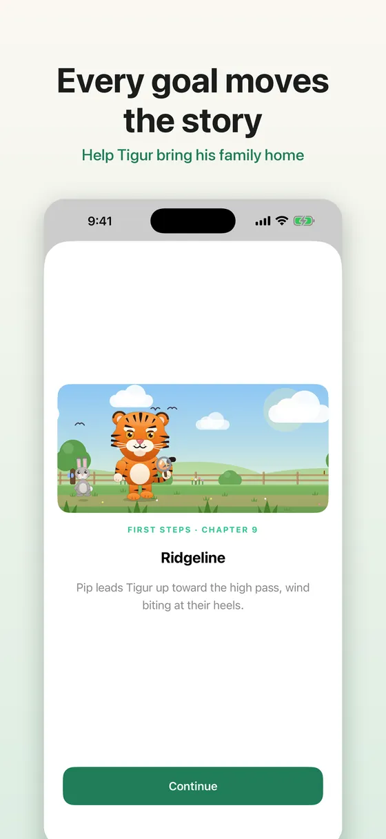 A chapter of Tigur's story unlocked by meeting goals